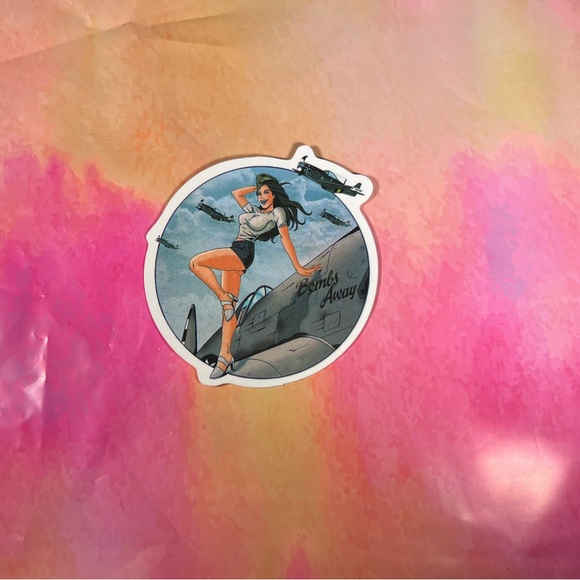 BOMBS AWAY Sexy Pinup Gorgeous Sticker Retro Vintage BomberGirl Ace Pilot - Picture 4 of 4